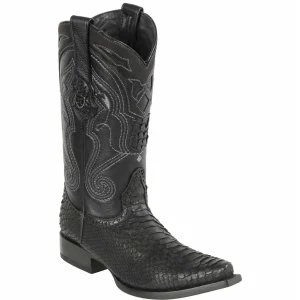 Wild West Men's Black Python Snakeskin Snip Toe Western Boots
