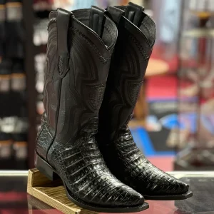 Black Caiman Boots Snip Toe