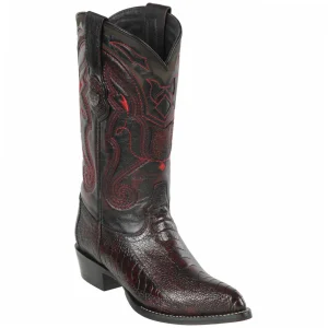 Black Cherry Ostrich Leg Cowboy Boots J-Toe