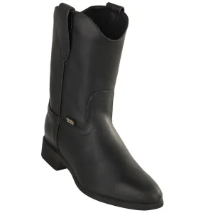 Black Leather Pull On Roper Work Boots Grasso H522