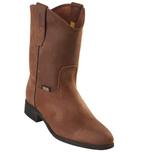 Brown Pull On Roper Work Boots Crazy Leather H522