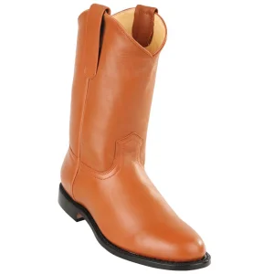 Honey Brown Deer Leather Pull On Roper Boots Soft Toe H53