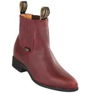 Men's Grasso Leather Burgundy Botines Charros H64