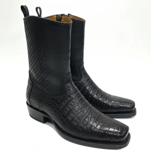 Black Caiman Western Boots 7x Square Toe