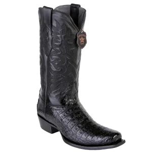 Black Caiman Square Toe Boots