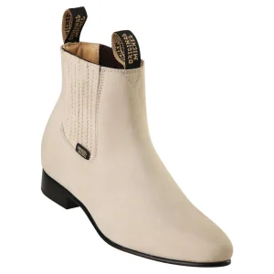 Winter-White Nubuck Suede Botines Charros H61