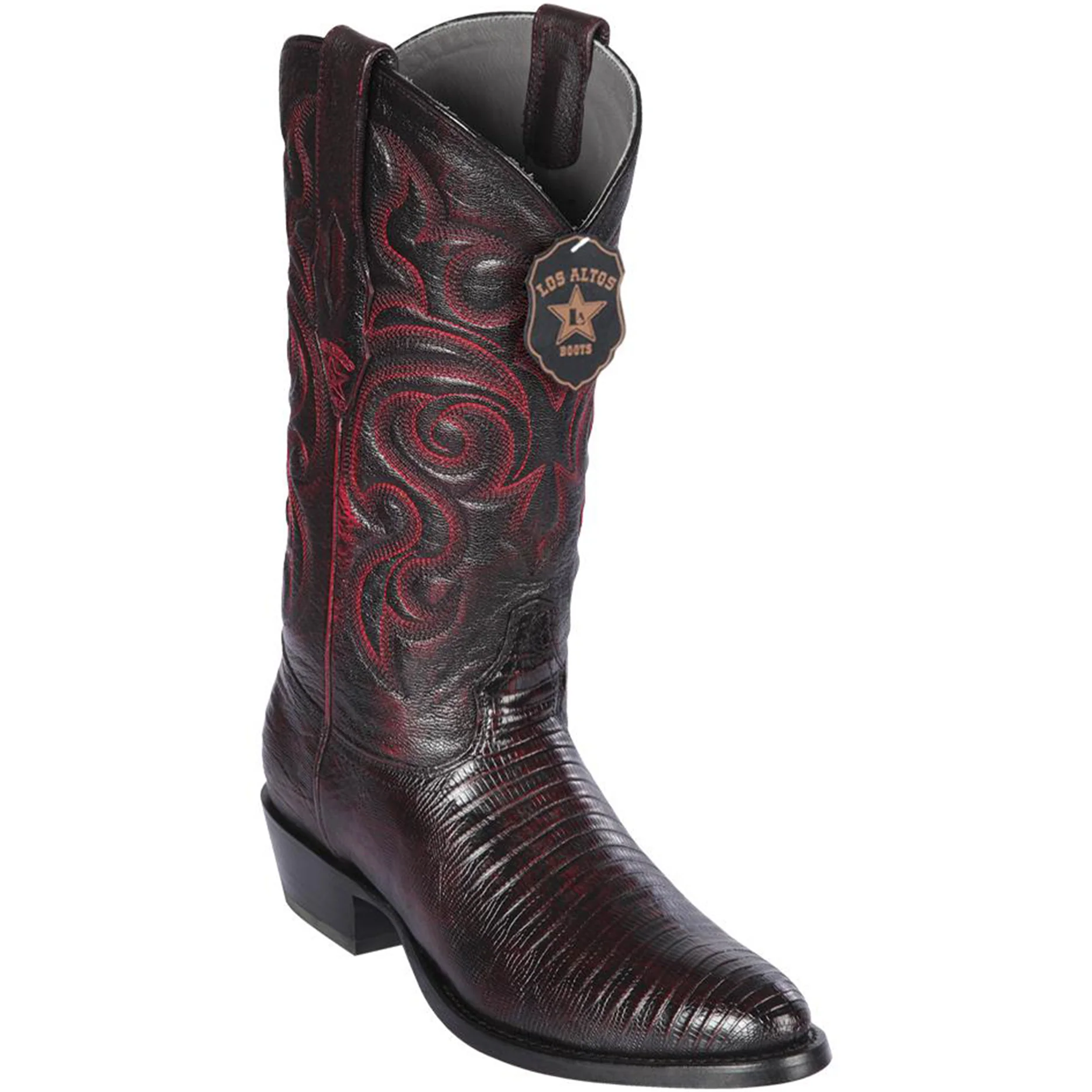 Black Cherry Lizard Skin Western Boots R-Toe