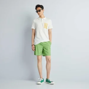 Bermuda chino en coton et en lin Vert