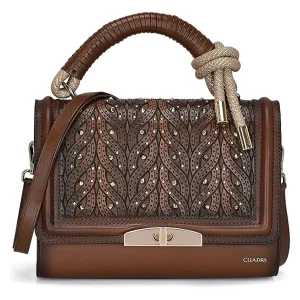 Brown Crystal Woven Bag