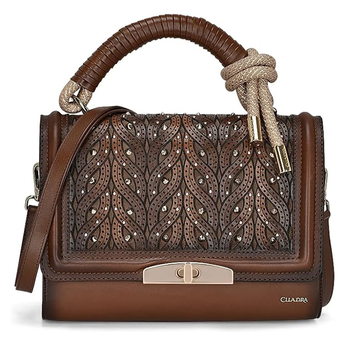 Brown Crystal Woven Bag