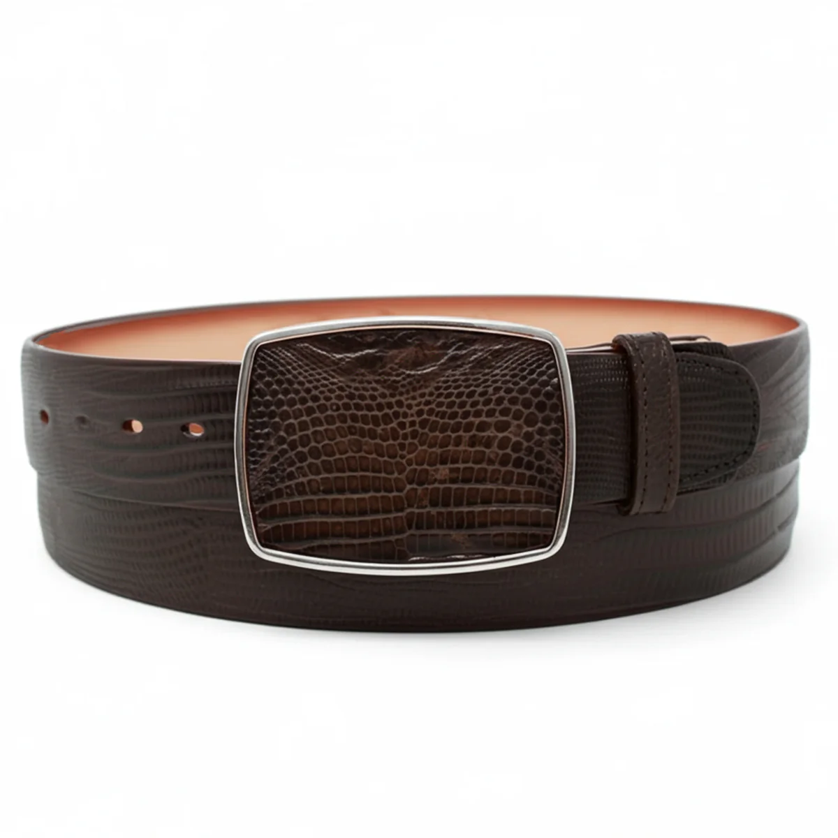 Burnished Brown Lizard Belt