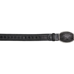 Casual Mens Black Crocodile Belt