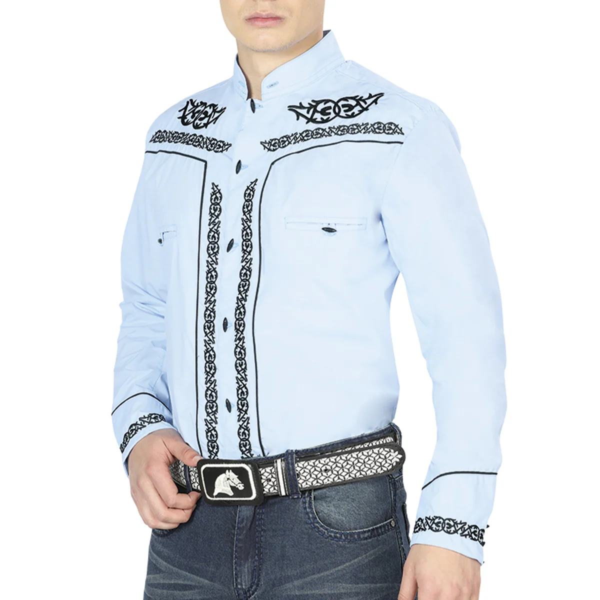 Light Blue Charro Western Shirts