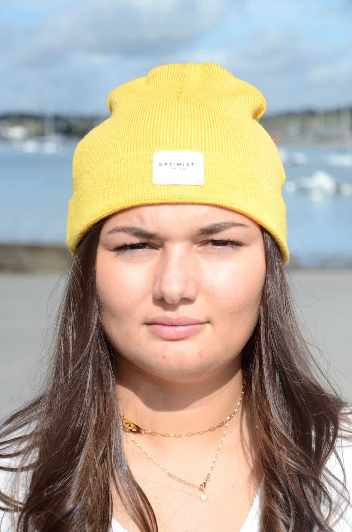 ABBY – Bonnet Mixte – 100% Mérinos – Jaune – Image 3