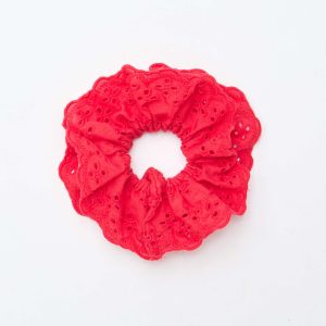 Gros chouchou en broderie ROUGE