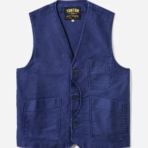 Le gilet « Belleville » moleskine bleu