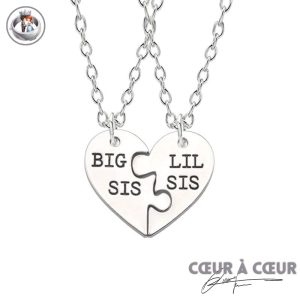 Collier Puzzle Coeur 2 Soeurs