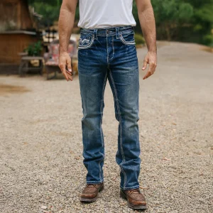 Holt Men's Light Blue Slim Boot Cut Jeans