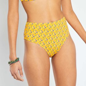 Bas de maillot de bain à taille haute jaune