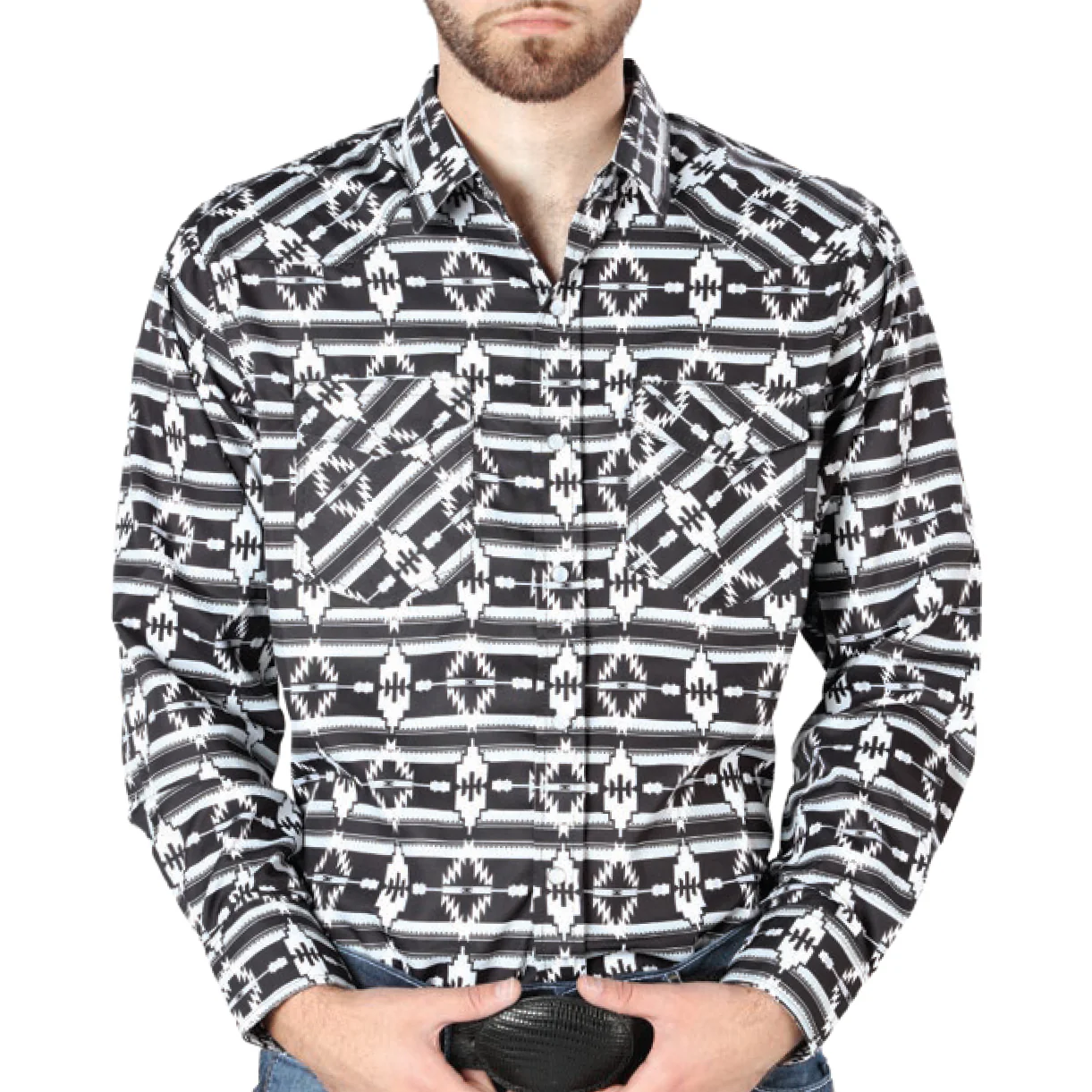 Slim Fit Aztec Mens Shirt Black