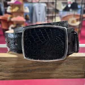 Black Caiman Belly Cowboy Belt