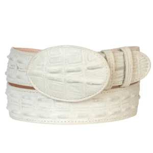 Bone White Croc Print Belt