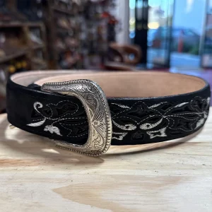 Black Laser Cut Cowgirl Belt