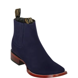 Dark Blue Chelsea Square Toe Boots