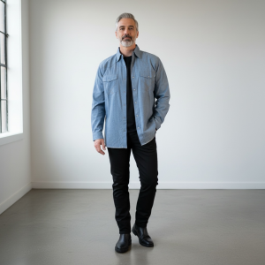 Chemise en jeans mince pour homme