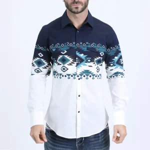Modern Fit Rodeo Panoramic Print Western Shirt