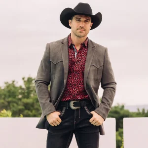 Men's Charcoal Double Button Blazer