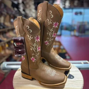 Women's Tan Square Toe Boots