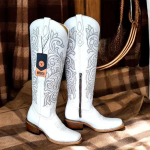 Tall White Square Toe Cowgirl Boots